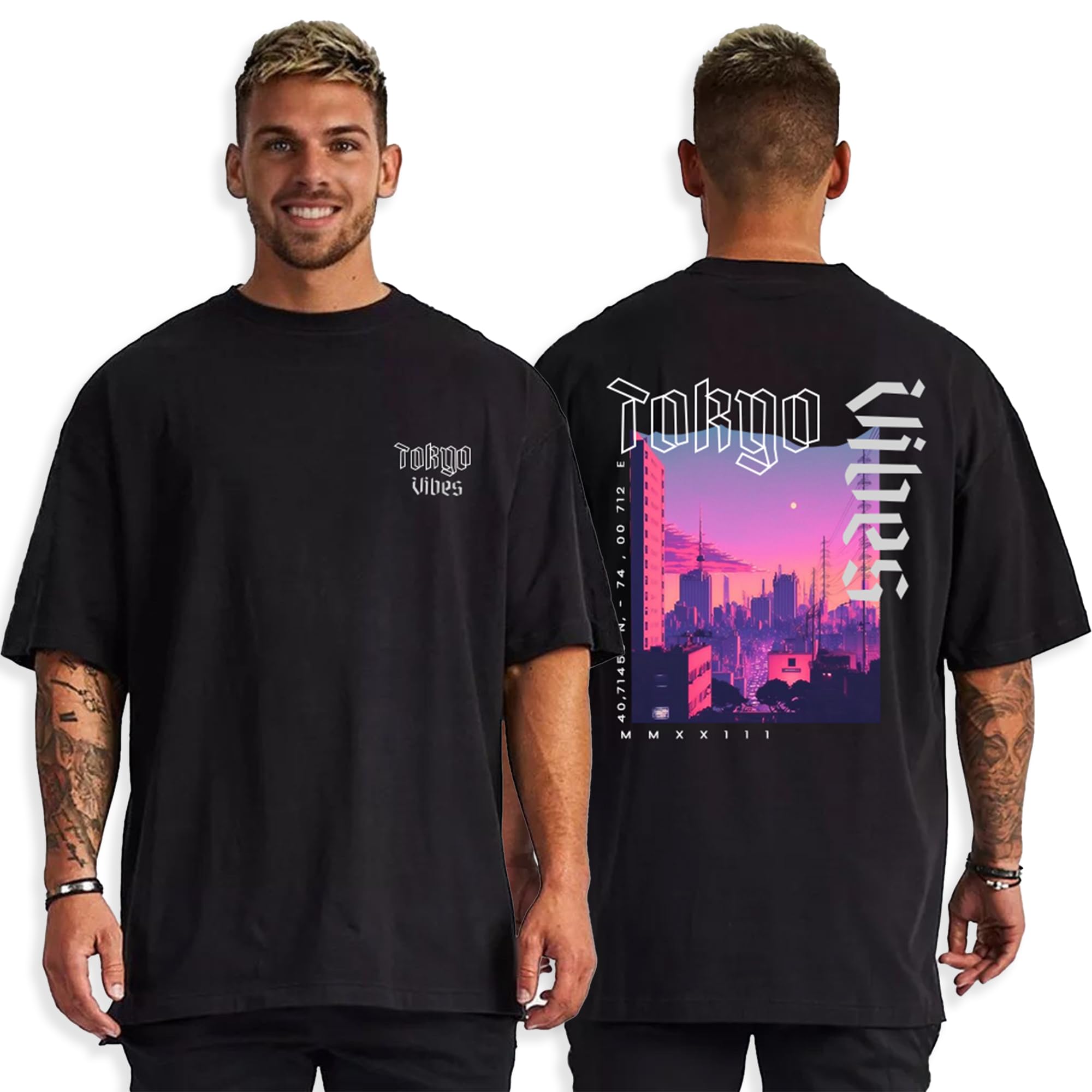 SCATCHITE Men's Vintage Oversized Streetwear T Shirts Unisex Letter Graphic Print Tee Tops Casual Tshirts