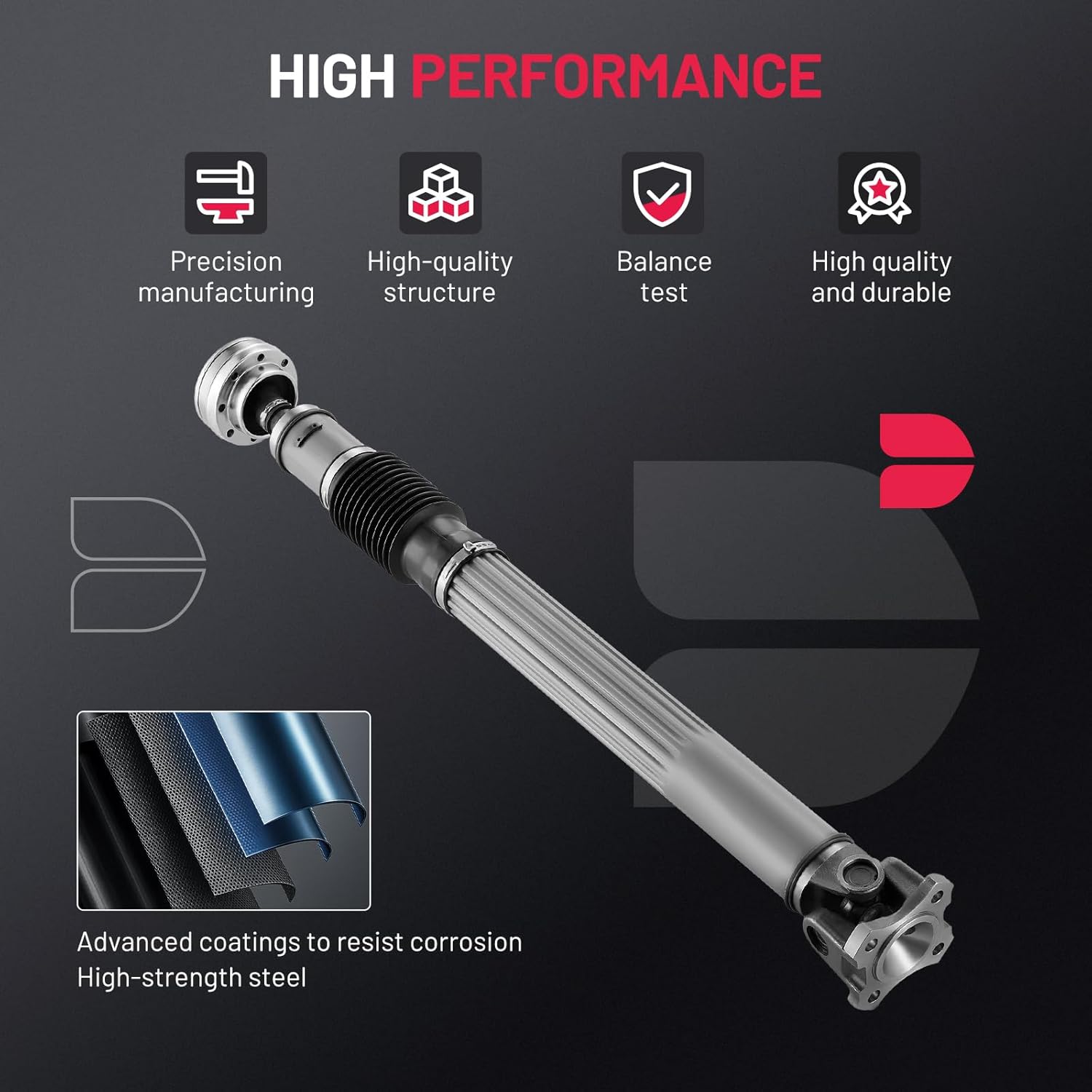 BDFHYK 65-3064 Front Drive Shaft Complete DriveShaft Assembly Compatible with Jeep 2012-2017 Wrangler 3.6L V6, 2007-2011 Wrangler 3.8L V6