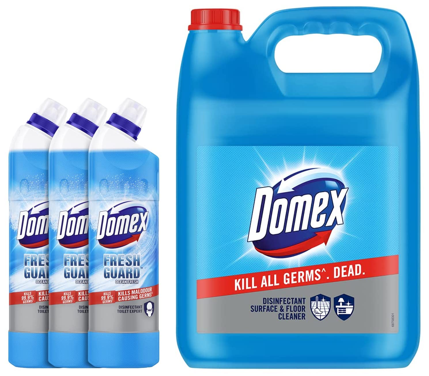 Domex Disinfectant Floor Cleaner, 5 ltr & Fresh Guard Ocean Fresh ...