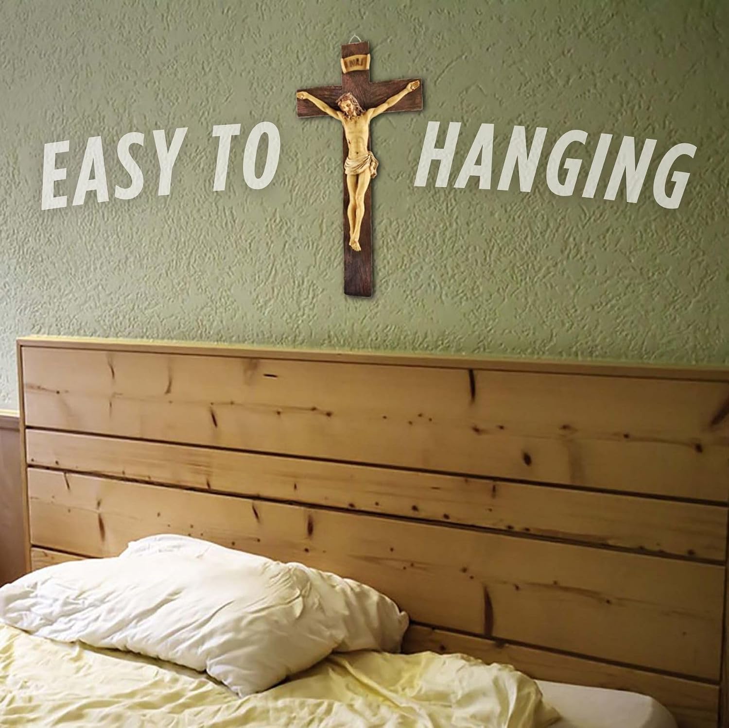 Wall Crucifix, Catholic Jesus Cross Wall Decor, Resin Jesus Figure | wall crucifix with detailed Jesus figure, ideal for Catholic home decor, prayer rooms and meaningful religious gifts