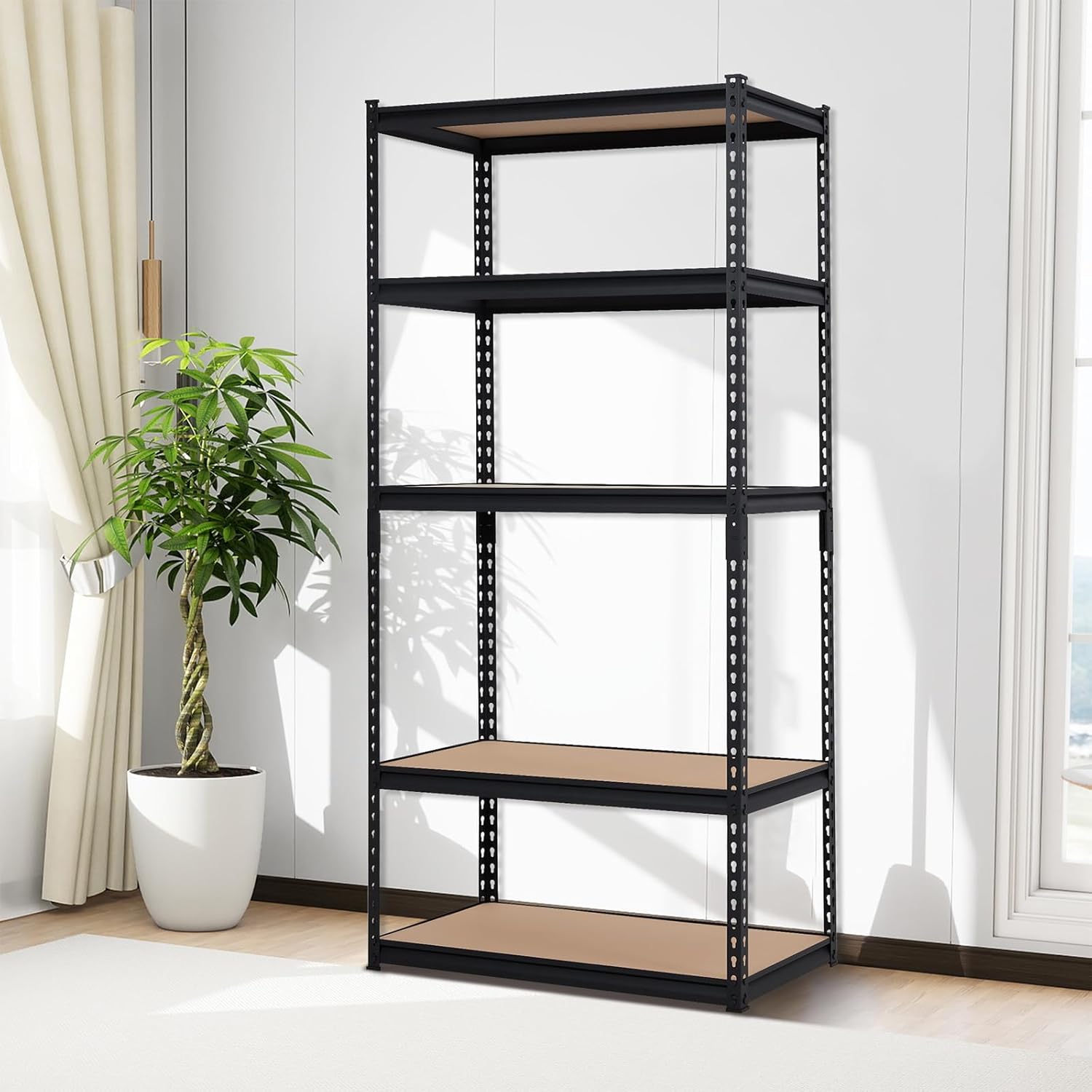 5 Tier Storage Shelves, Heavy Duty Adjustable Garage Shelving - 35" W x18" D x 72" H Shelving Unit, Easy Assembly Utility Metal Rack with 2000 Lbs Capacity for Kitchen Warehouse Pantry Closet