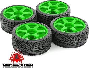 REDSPIDER•1/8 RCラリーカータイヤオンロードタイヤ17mm六角プラスチックホイールリム 1/7 1/8スケールレーシングカーKM WRC C3 ARRMA Felony Infraction リミットレスRCオンロードカーグリーン1