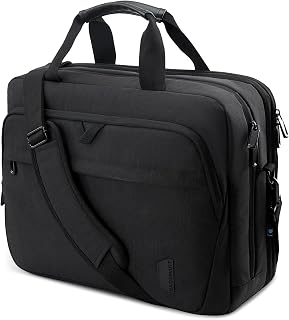 bagsmart Laptop Bag 18.4 inch, Expandable Briefcase, Laptop Case Men Women, Shoulder Bag, Work Bag Business Travel Office, Lockable (Black-18.4 inch)