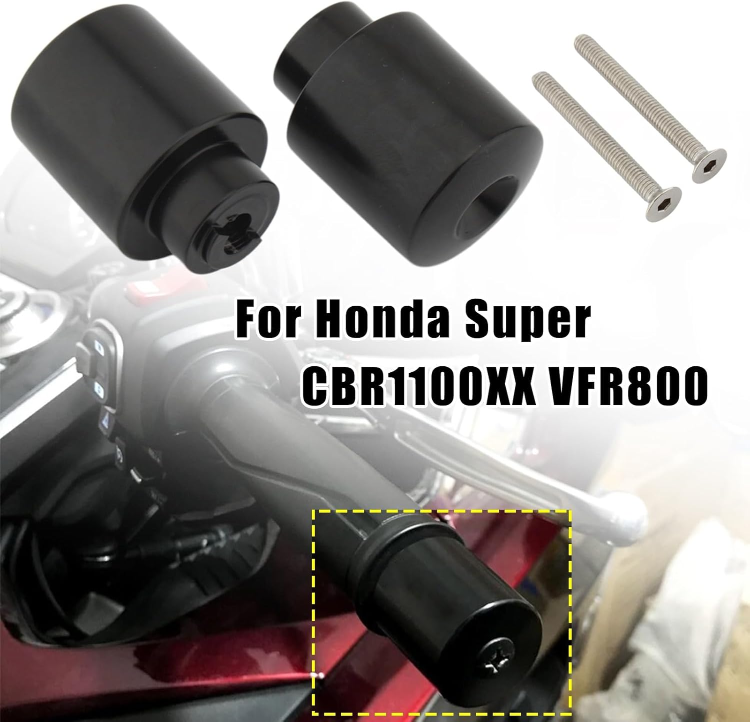 Motorcycle Black Handlebar End Plugs Caps Hand Bar Ends Compatible with Honda CBR 250 600 900 929 954 1000 1100 RR F4I F4 RC51 CBR1100XX