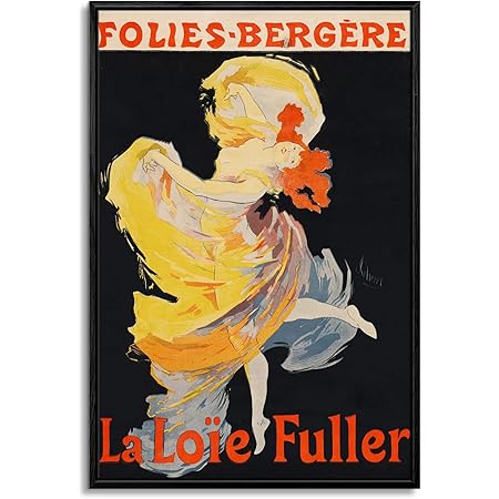 Floating Frame Canvas Print Wall Art - Vintage Poster of American Dancer Loie Fuller by Jules Cheret - 24x36 inches