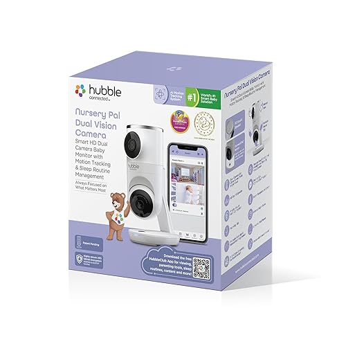Miniatura 12 de HUBBLE CONNECTED Nursery Pal Dual Vision Smart Camera Monitor de bebé habilitado para Wi-Fi con seguimiento de movimiento AI, además de sonidos