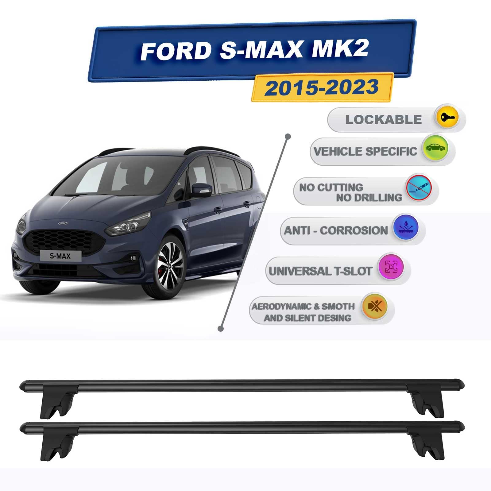 Cross Auto Accessories-Dakdragers Compatibel Met Ford Focus Estate/Sw Mk2 2008-2011 Raildrager Van Aluminium 2 Pcs Grijs