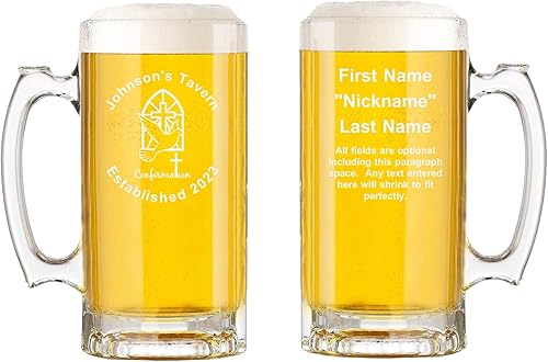 Miniatura 4 de OnPro Digital Taza de cerveza de vidrio de confirmación personalizada con asa de 16 oz  85 temas para deportes, trabajos, pasatiempos, celebraciones