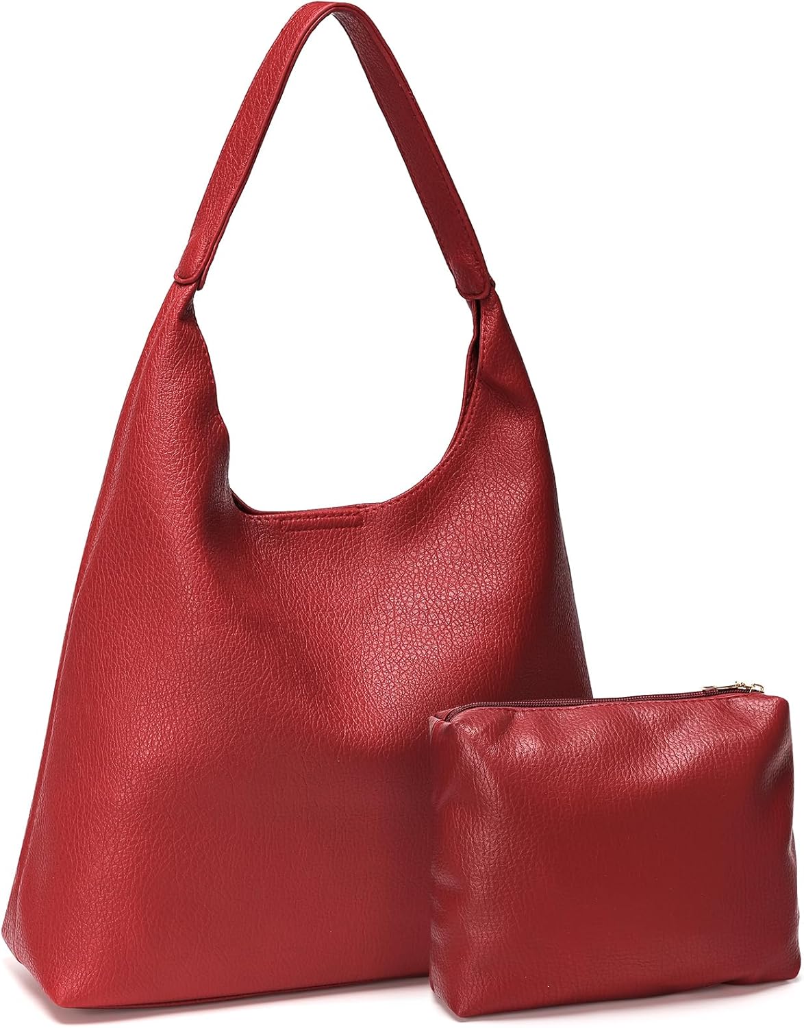 Hobo Bags for Women 2 Pcs, Soft Designer Tote Purses Slouchy Shoulder Bag Vegan Leather Handbag