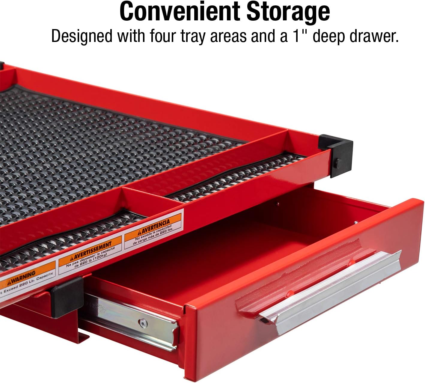 Sunex 8019 Heavy Duty Adjustable Work Table with Drawer, Red