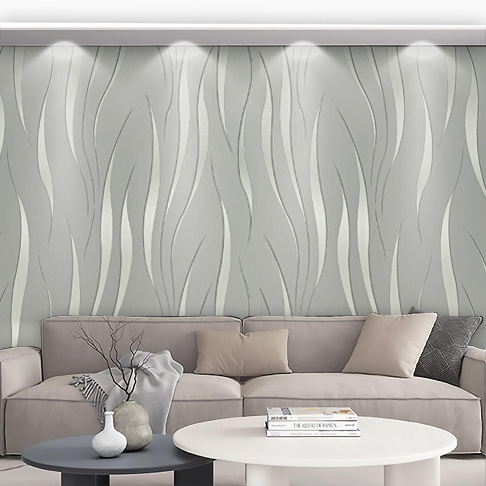 Grey Wallpaper for Living Room, Grey 3D Embossed Wallpaper, Modern Glitter Textured Wallpapers, Feature Wallpapers for Hallway and Stairs