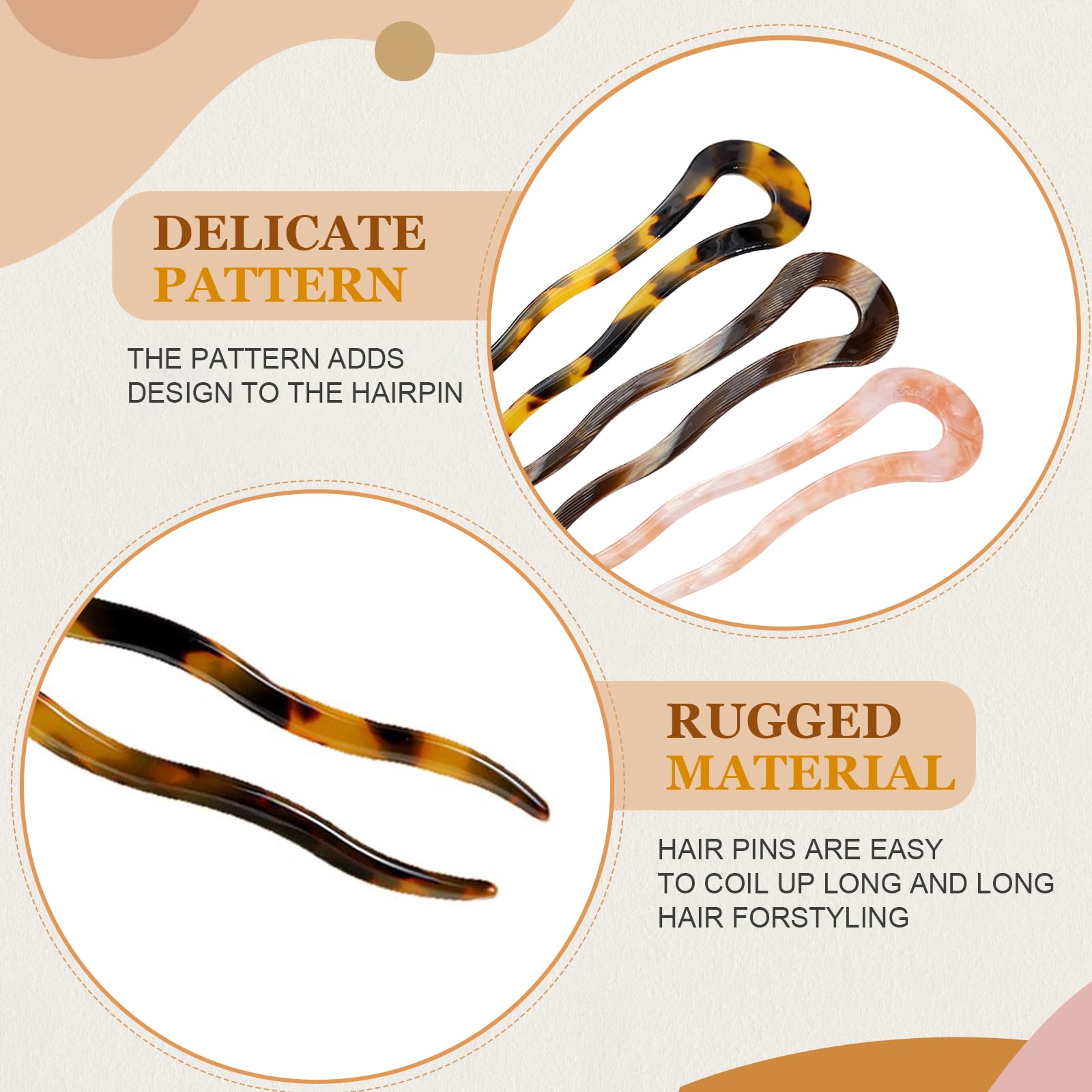 FloralGrace Pack of 3 French Hair Pins Made of Cellulose Acetate - Image 3