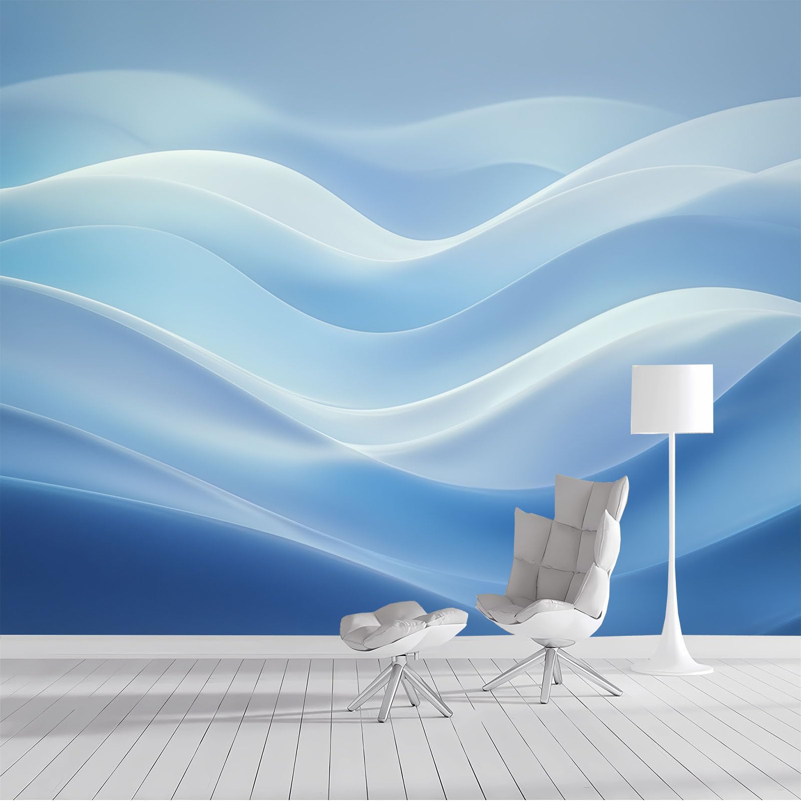 Papier Peint Panoramique Salon Chambre Fond TV Bleu Clair Grand Format