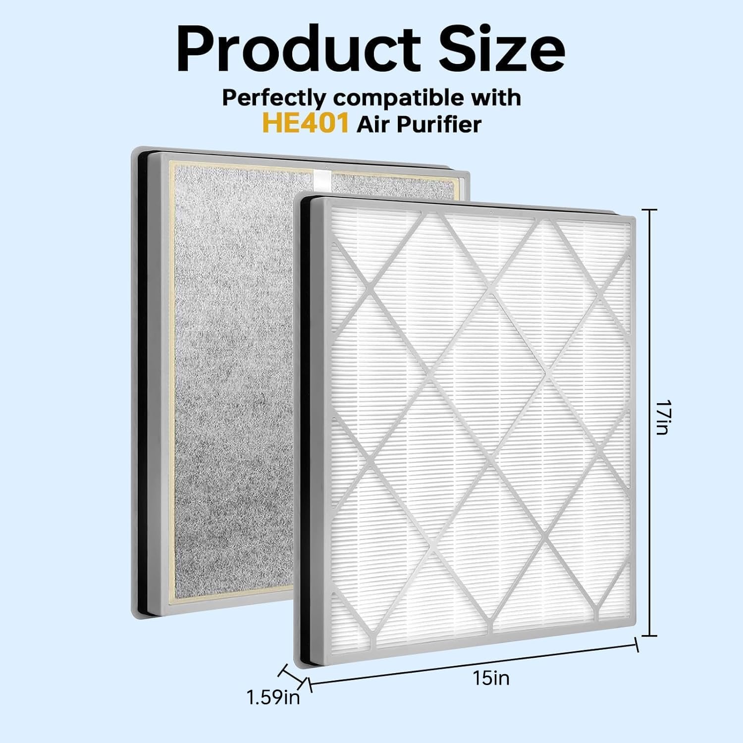 HE401 Replacement Filter for Shark Air Purifier 4, HE400 HE401 HE402 HE405,HE4FKPET, Part Number HE4FKPET, HE4FKBAS, HE4FKPRO