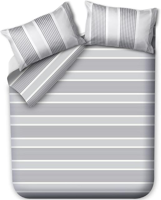 LAZZARO King Size Duvet Set, Non-Iron King Size Duvet Covers Bedding Sets, 3 Pcs with Zipper Closure + 2 Pillowcases Quilt Cover Sets 230x220cm Grey/White/Dark Grey