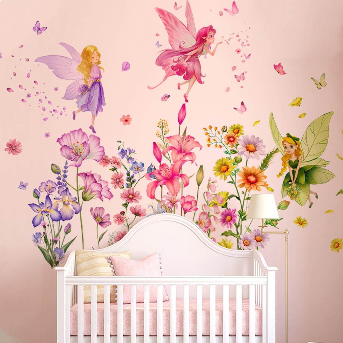 Amazon.com: Supzone Flower Fairy Wall Stickers Butterfly Girl Wall ...
