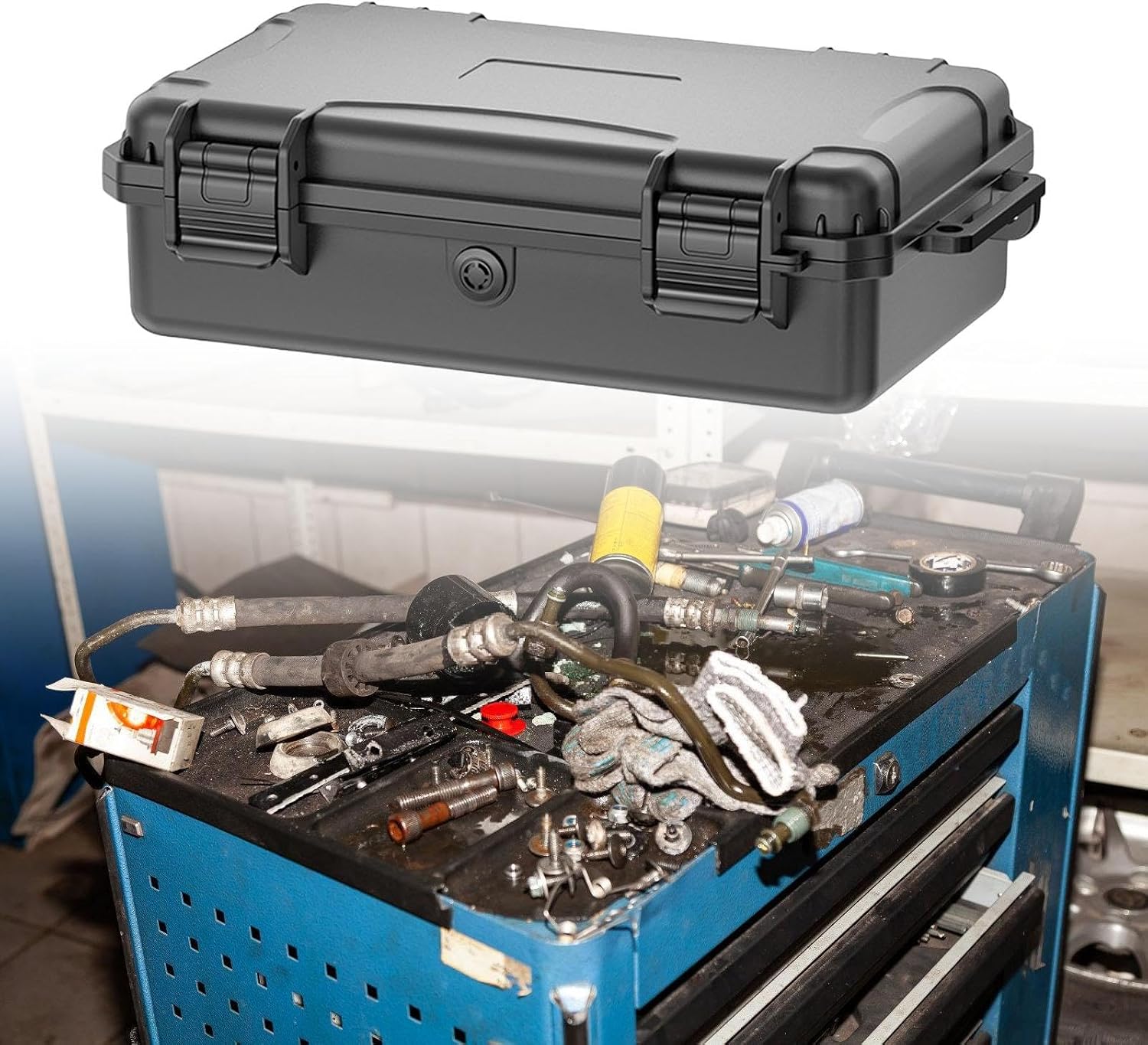 Shockproof ABS Storage Case with Ergonomic Handle Portable Suitcase Parts Box for Tool Organization Shockproof ABS Case