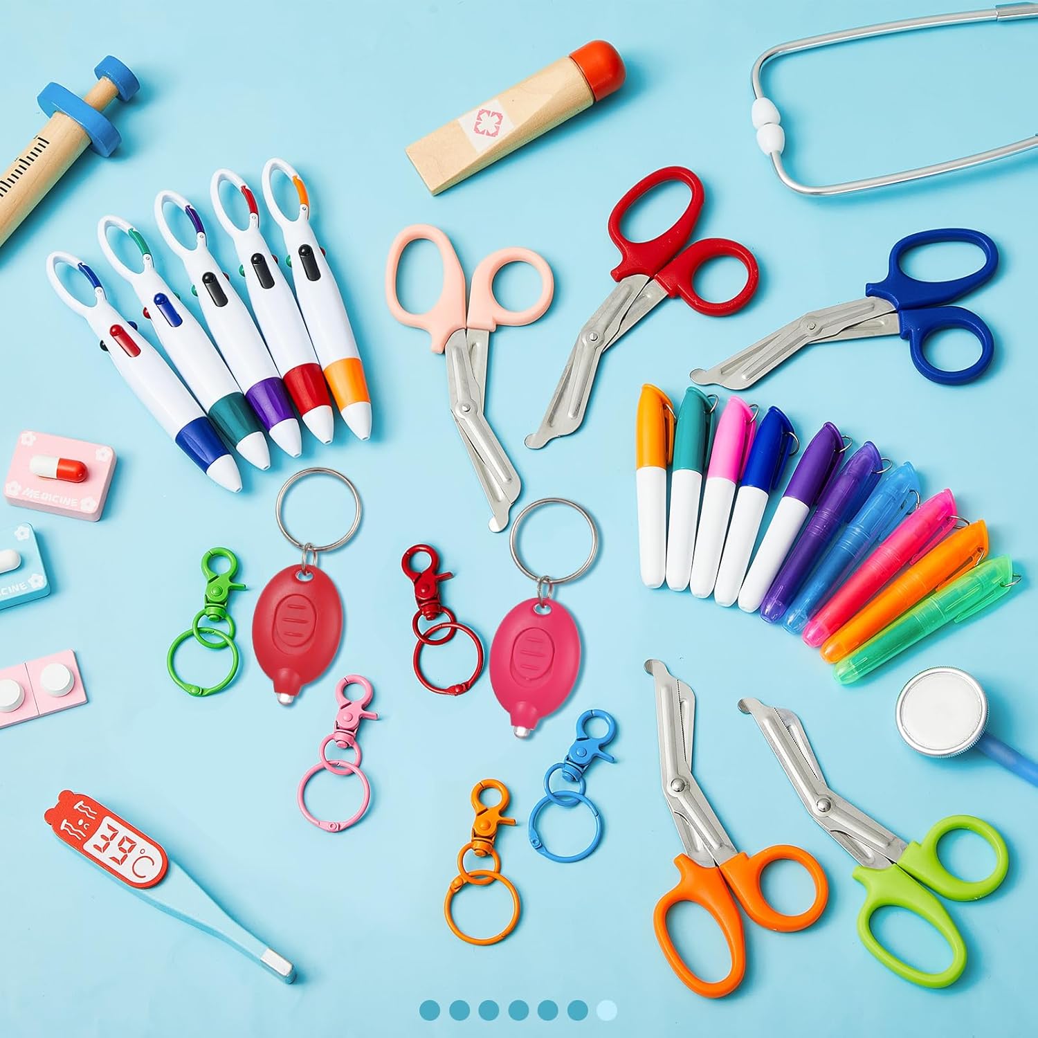 Jecery 150 Pcs Nurse Appreciation Gift Bulk Mini Highlighter Pen Set Badge Reel Badge Accessories Tip Highlighter Marker Pen for Nursing Assistant Week 2026 CNA Week