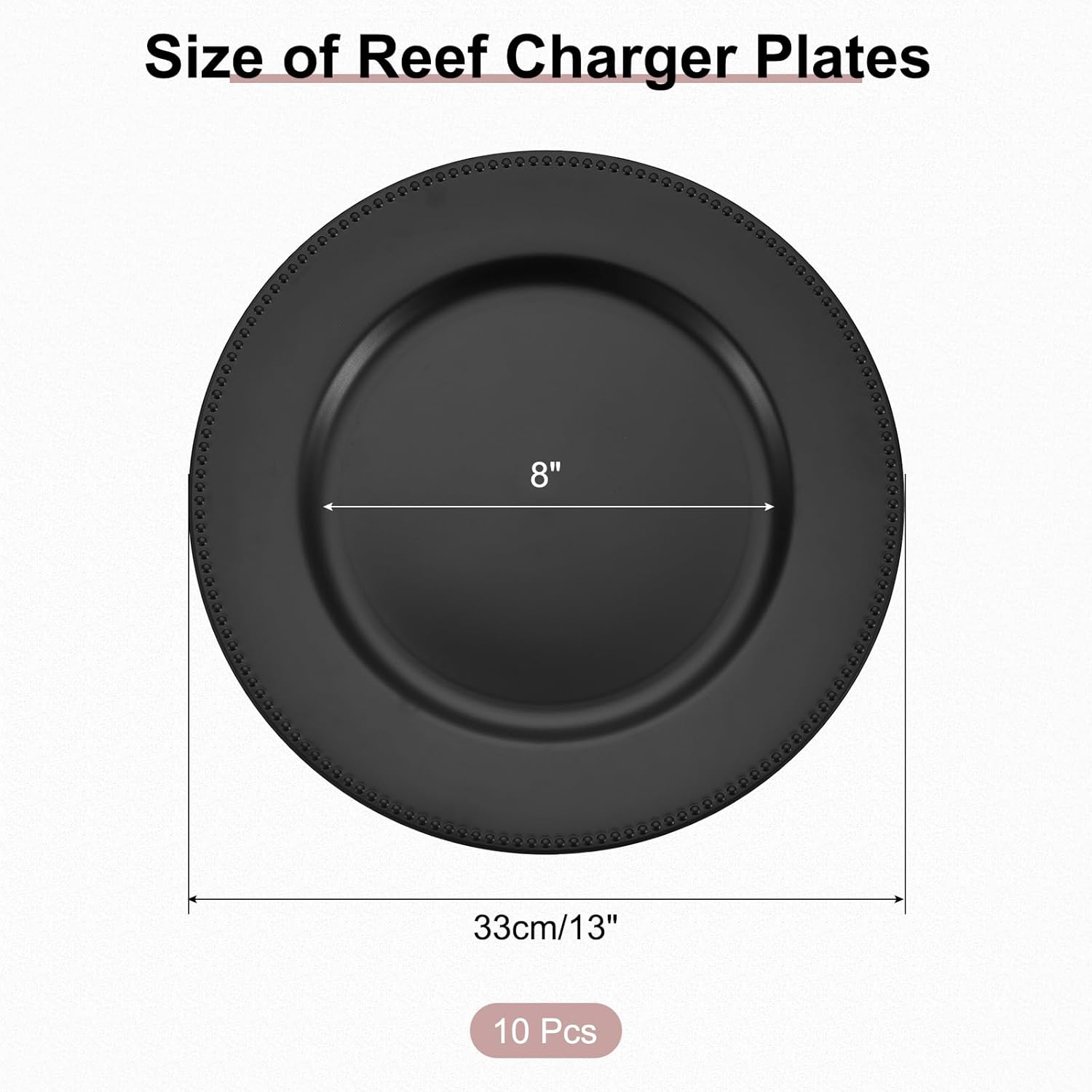 uxcell 10pcs Charger Plates Bulk 13 Inch Plastic Charger Plates Round Plate Charger for Dinner Wedding Party Event Table Setting Decoration Black