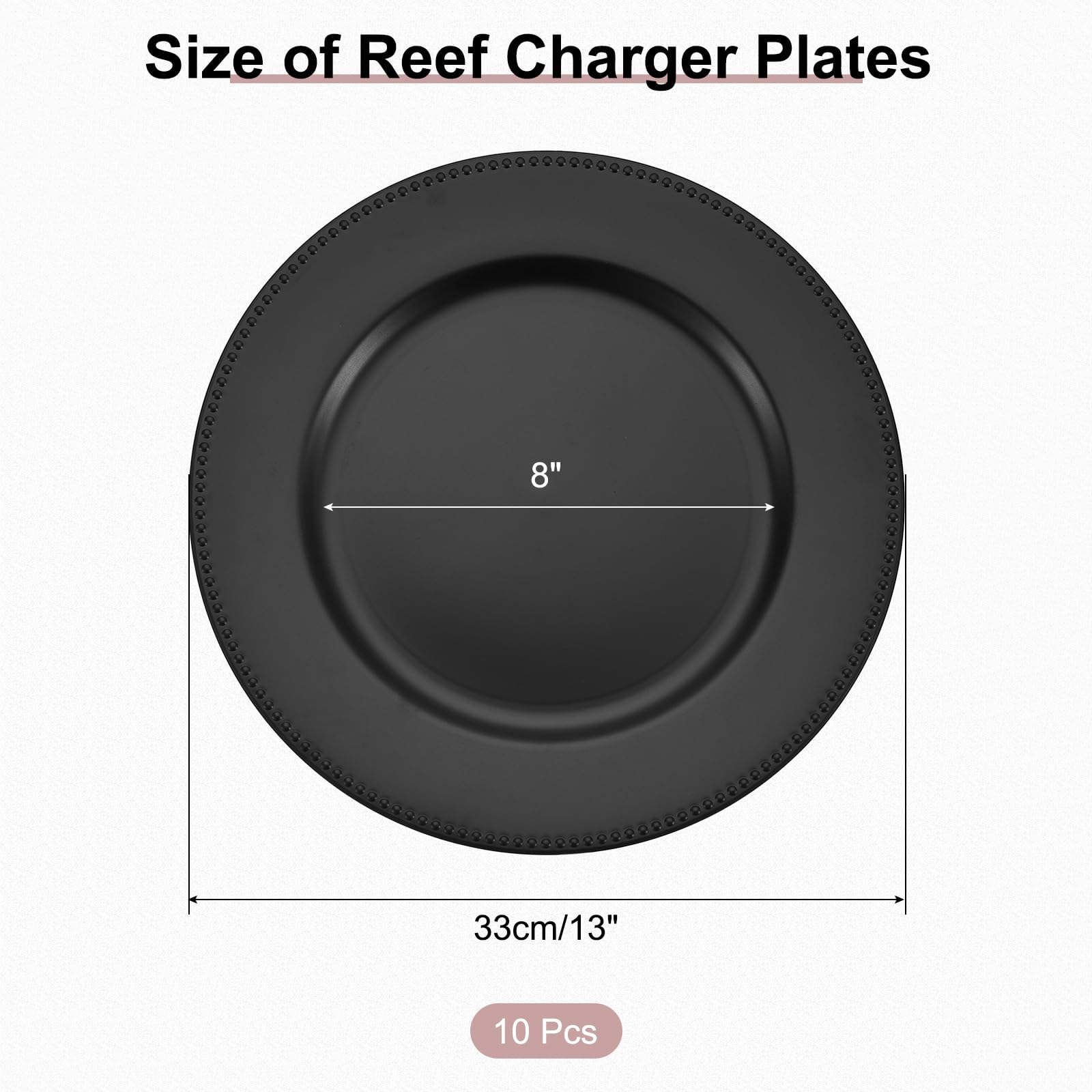 uxcell Lot de 10 assiettes rondes en plastique de 33 cm pour dîner, fête de mariage, événement, décoration de table, noir, a23122800ux0996