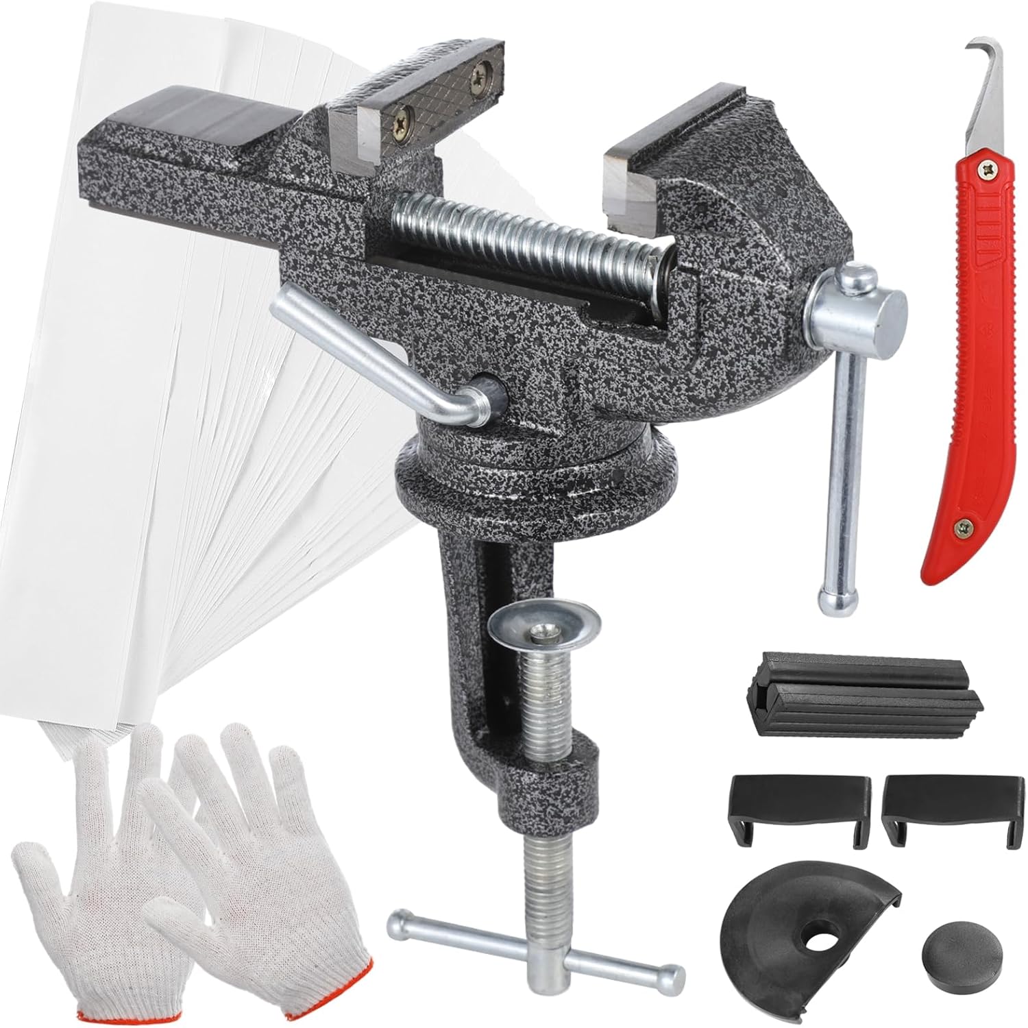 Golf Shaft Puller Tool with Hook Cutter, Rubber Sleeve, 20 Double-Sided Tape for Regripping Simply, Adjustable Golf Club Grip Vice, Golf Club Grip Vise Clamp Kit Rotating 360 Degrees