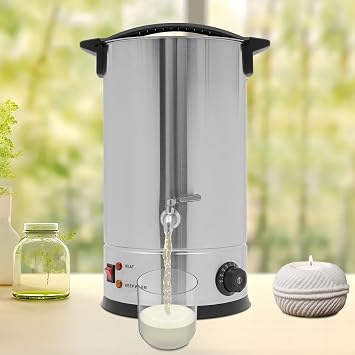 Wax Melter for Candle Making - 15L/507.2 oz Electric Candle Wax Melter Adjustable Temperature, Non Clogging and Easy to Clean for Melting Wax, Boiling Water, Making Tea and DIY Hobbies (Silver)