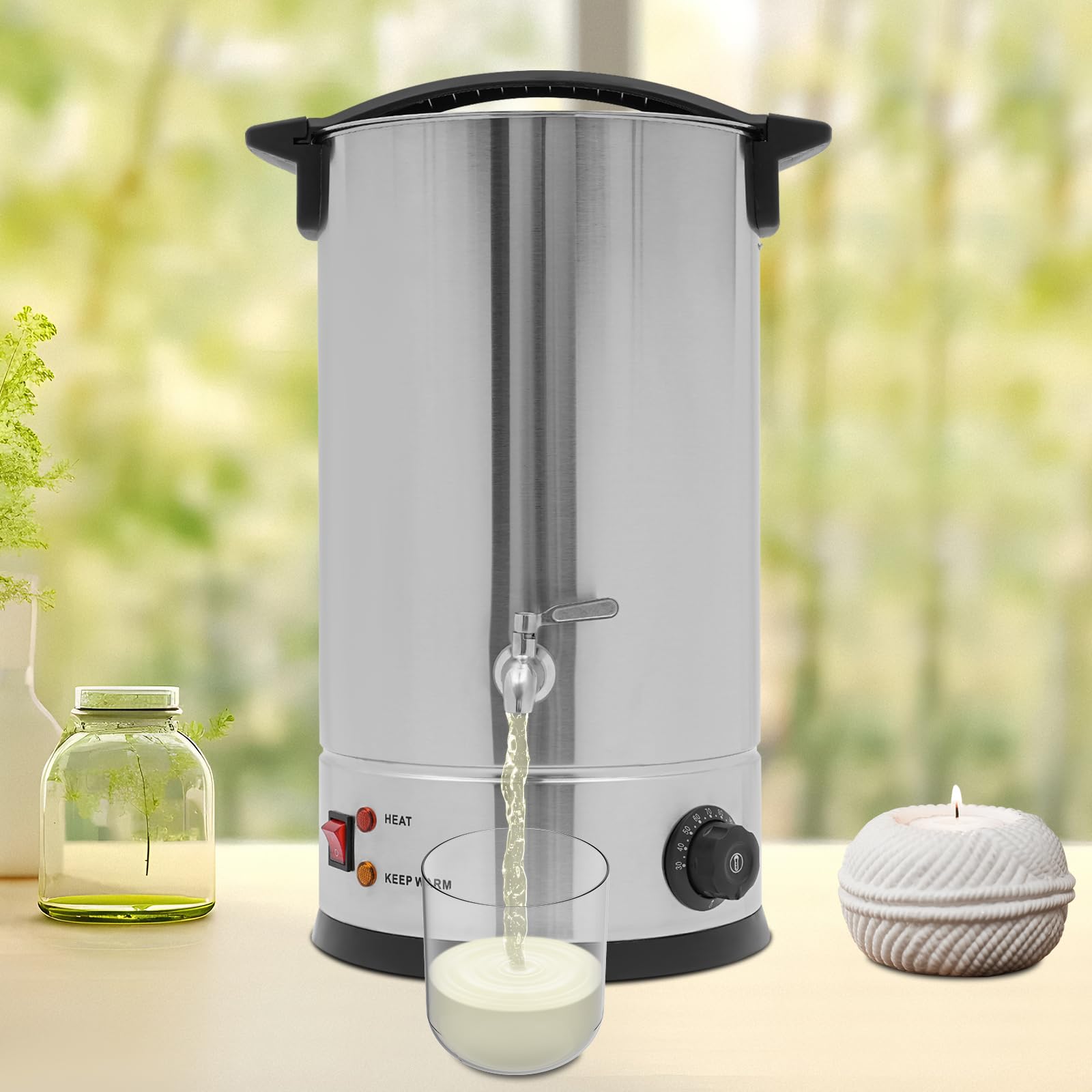 Elektryczne urządzenie do topienia wosku, 15 l, duża pojemność, świeca zapachowa, zestaw do produkcji świec, masowa produkcja, mydło do świec 1800 W (srebrny)