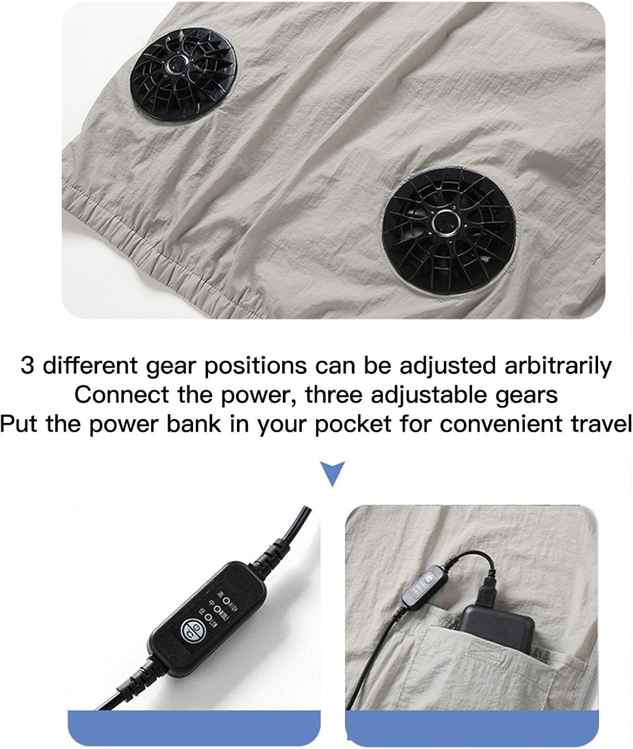 Ymiko Air Conditioned Jacket with Fan, Sunscreen, USB Powered, Men, Proof, Outdoor Work, Golfing, Fishing, Civil Work (L)