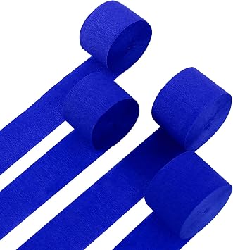 Hadoife Royal Blue Crepe Paper Streamers - 4 Rolls for Graduation & Parties