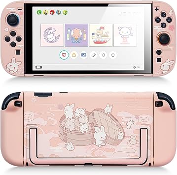 GeekShare Switch 2 Cover, Switch2 Compatible, Switch 2025, Switch Cover, PC, Joy Con, Protection, Split Type, Full Protection, Thin, Scratch Resistant, Stain Resistant, Shock Resistant, Easy to Remove, Cute Rabbit Pink