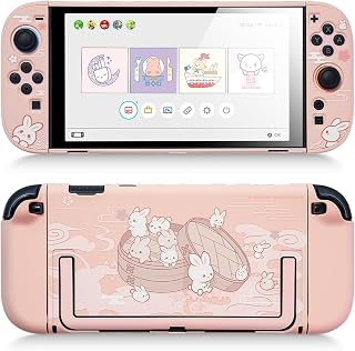 GeekShare Switch2カバー switch2対応 スイッチ2025 スイッチカバー PC製 joy con 保護 分体式 全面保護 薄型 傷防止 汚れ防止 対応耐衝撃 取り外し簡単 可愛い (ウサギまん（ピンク）)