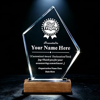Aizza Beata Personalized K9 Crystal Trophy Award with Custom Logo & Text