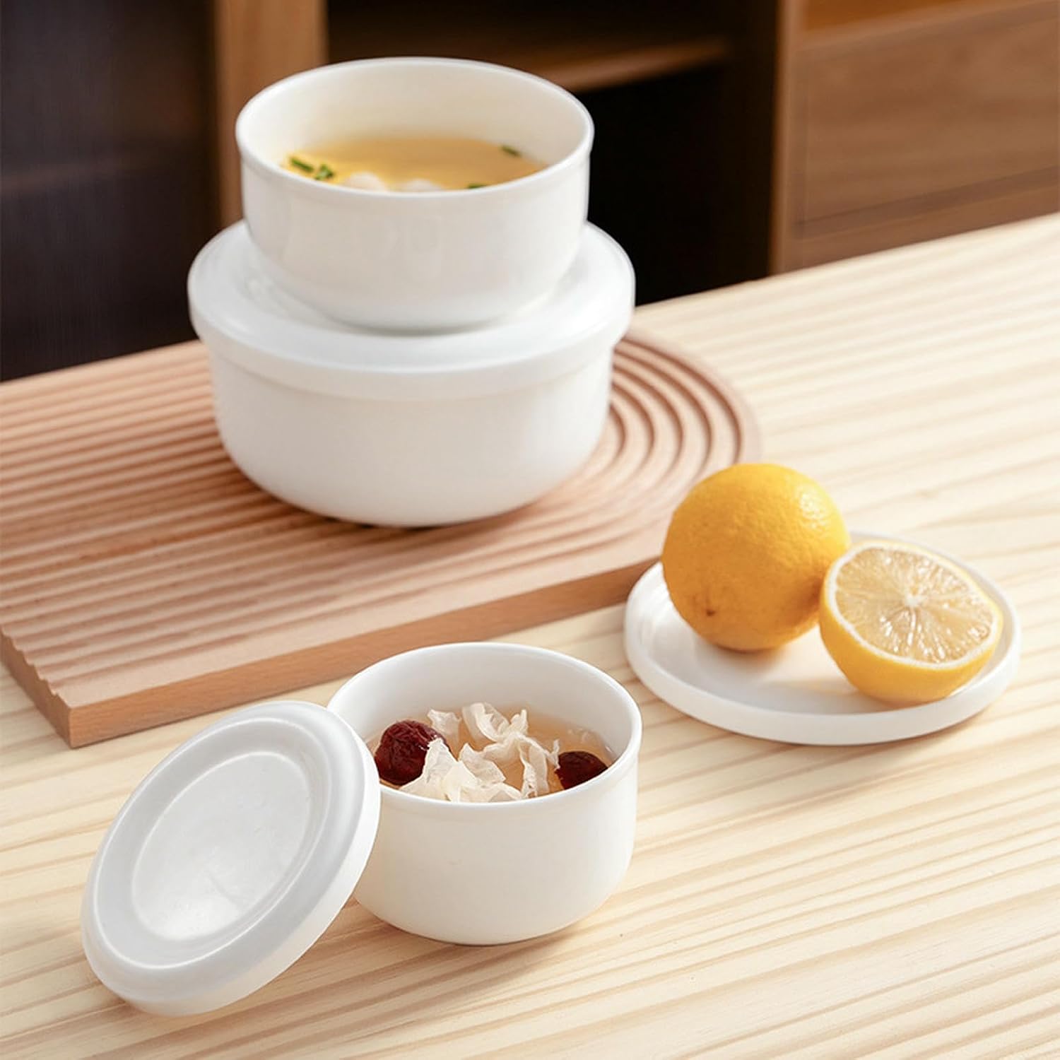 Chinese-style household minimalist underglaze color cover delicate high-temperature resistant ceramic bowl-egg custard bowl combination