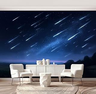 Wall Mural Peel and Stick Meteor Shower Night Valley Fields Wallpaper Self Adhesive Removable Large Wall Stickers Home Decor for Living Room Bedroom 69"x96"