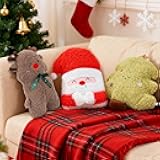 3 Pcs Christmas Pillows Decorative Throw Pillows Santa Claus Reindeer Christmas Tree Stuffed Soft Xmas Plush Cushion for Sofa Couch Bedroom Living Room Decor