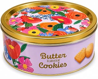 Premium Butter Flavour Cookies Gift Tin 340g   Luxury Decorative Floral Biscuit Tin   Classic Crunchy Assorted Cookies Selection   Elegant Ready-to-Gift Treat for Birthdays, Thank You Gifts, Mother s