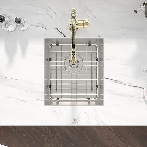 Miniatura 10 de Kichae Fregadero de cocina Undermoun de 32 pulgadas de acero inoxidable de calibre 16 de esquina redonda, hecho a mano, moderno, rectangular, debajo