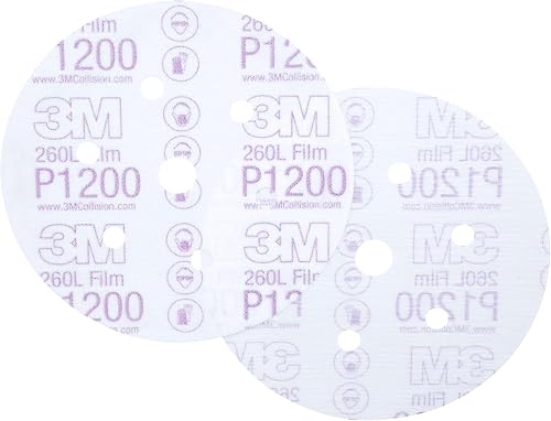 3M Hookit Finishing Film Abrasive Disc 260L, 01068, 6 in, Dust Free, P1200, 100 