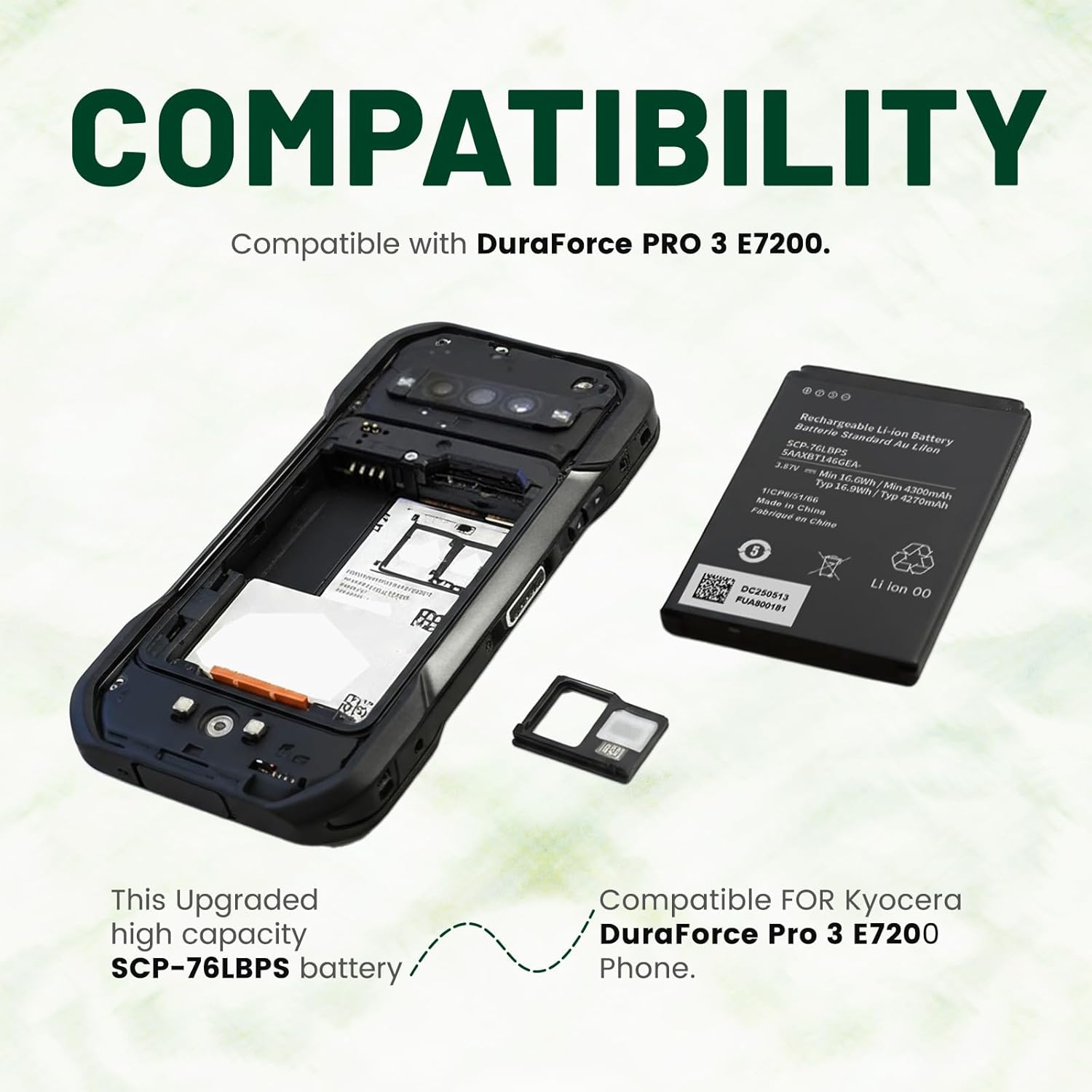 [4300mAh] SCP-76LBPS Battery, 2025 Upgraded Replacement Battery for E7200 DuraForce PRO 3