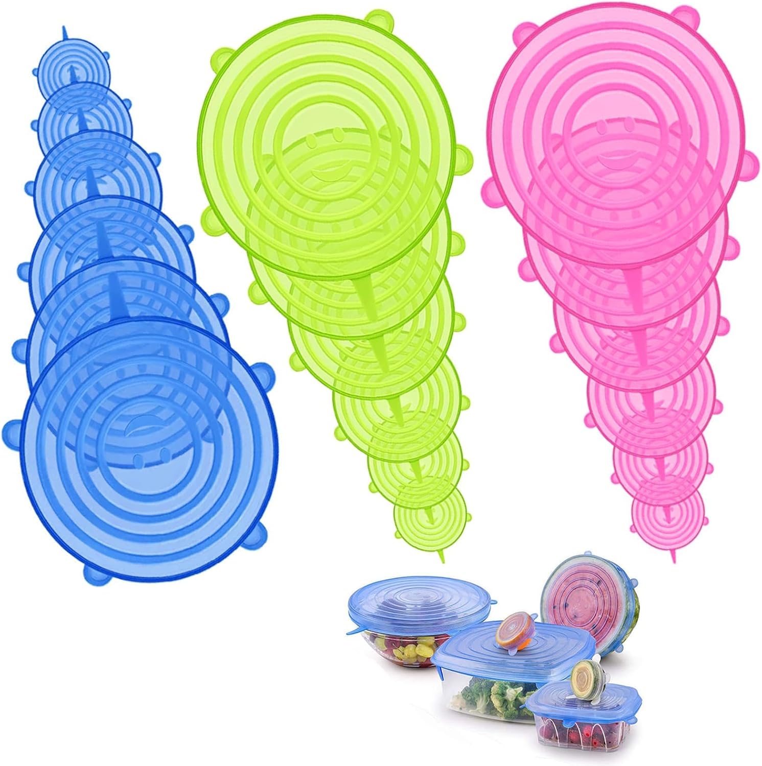 18 Pieces Silicone Lids Food...