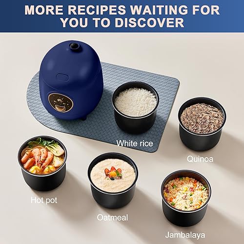 Miniatura 3 de Bear - Mini olla arrocera de 2 tazas sin cocinar, 1.2 L, portátil, antiadherente, pequeña olla arrocera de viaje, sin BPA, un botón para cocinar y