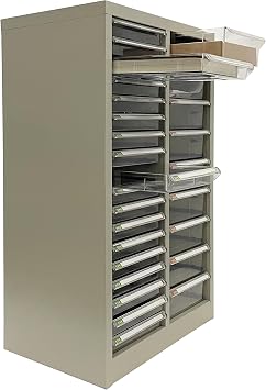File Cabinet Parts Cabinet Plastic Drawer Storage with 9 Medium and 18 Small Clear Drawers Combination for Documents Makeup Nail Salons Offices Legos Beads Lateral