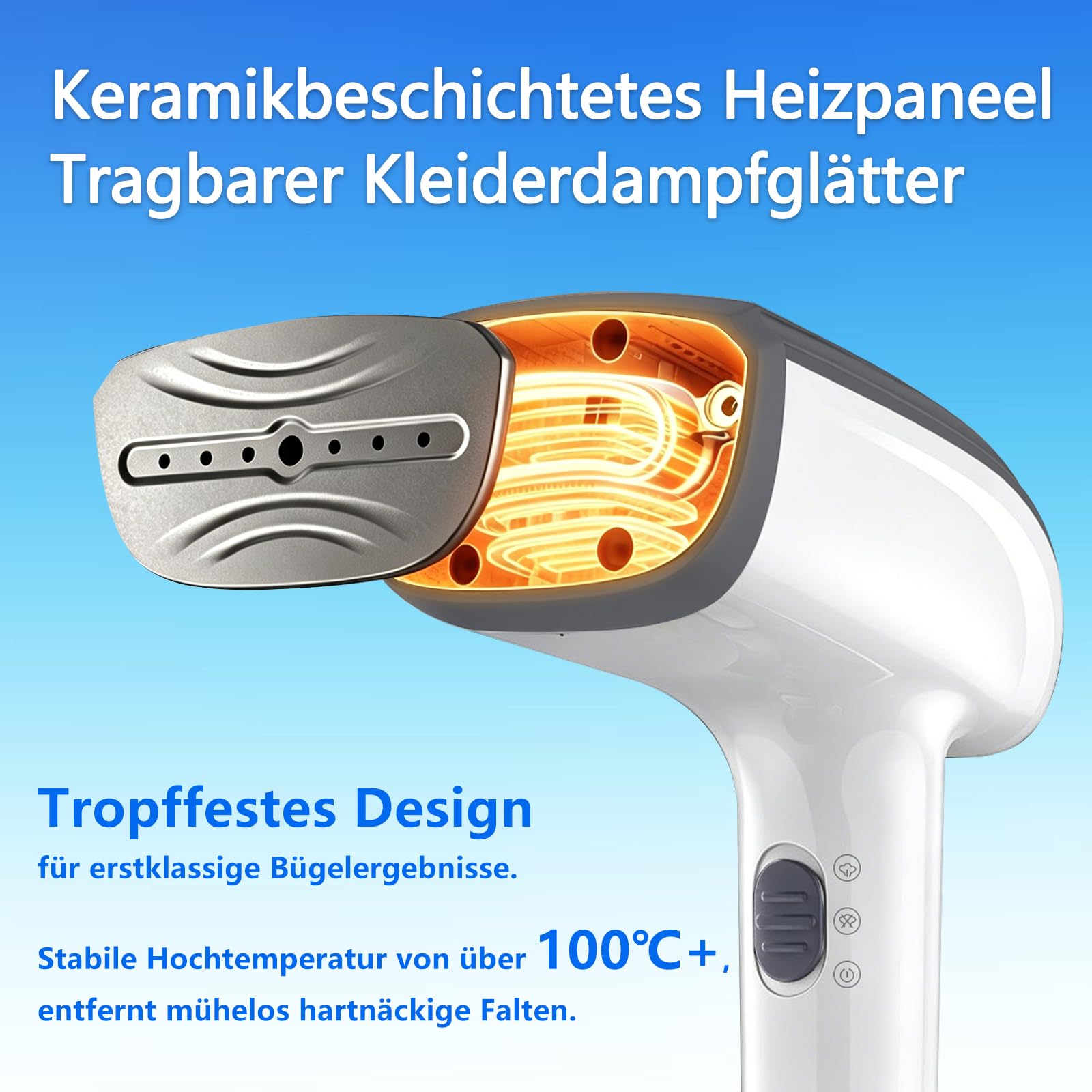 NTAYDZSW Steamer Dampfglätter für Kleidung, 1800W Handheld Dampfbügeleisen mit 300ml Wassertank, 20s Schnelles Aufheizen, Auto-Abschaltung, Tragbarer Reisebügeleisen für Zuhause und Reise