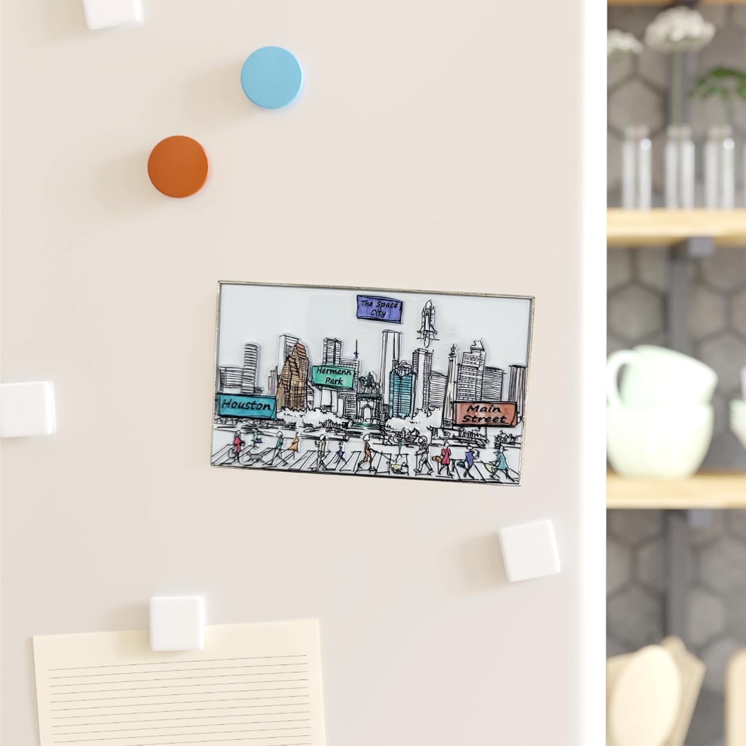 Cities Around The World Artwork Fridge Magnet Series - Designed in The USA - Collectible Souvenir & Gift (Houston) image 2