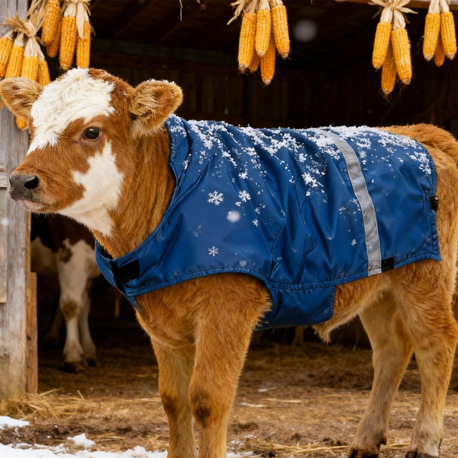 Manta Para Terneros - Ropa De Terneros Con Protección Del Vientre Impermeable Al Viento | Manta Térmica Ajustable Para Ganado,Protección Nocturna Establo Transporte Granja