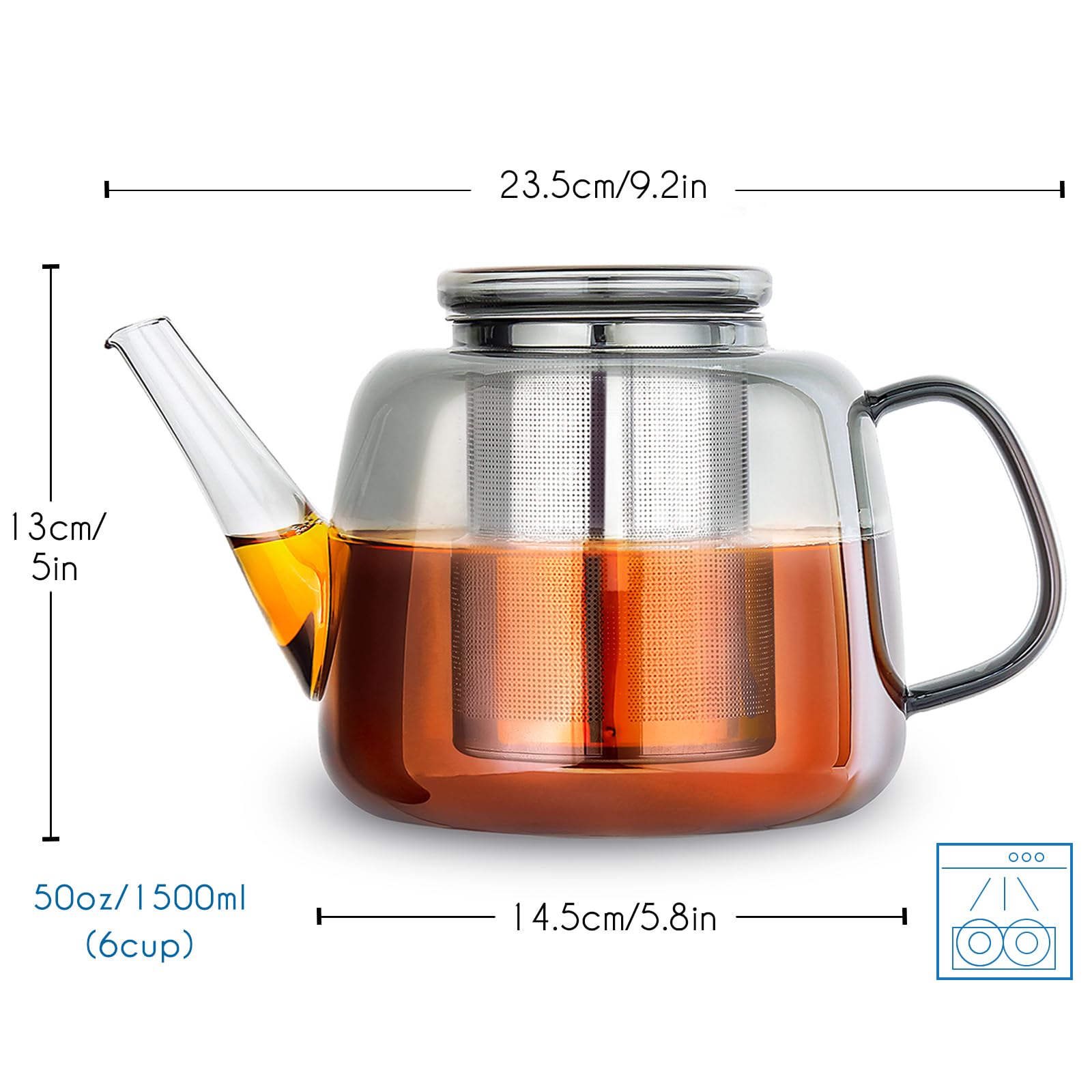 Amazon | Easyworkz ホウケイ酸ガラスティーポット 1500ml 大型