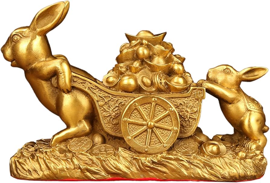 Amazon.co.jp: 風水置物ウサギの富の繁栄の彫像の家の装飾富と幸運を