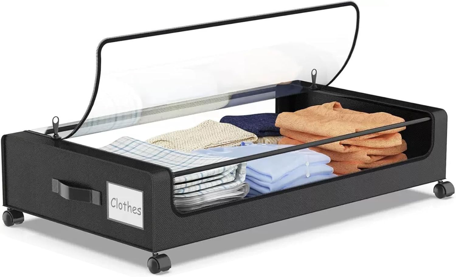 Under Bed Organizer, Under Bed Storage with Wheels 31×17×7in Large Moving Storage Bags with Handle Flip-Top Dustproof Bedroom Organizer for Clothes, Shoes, Blankets