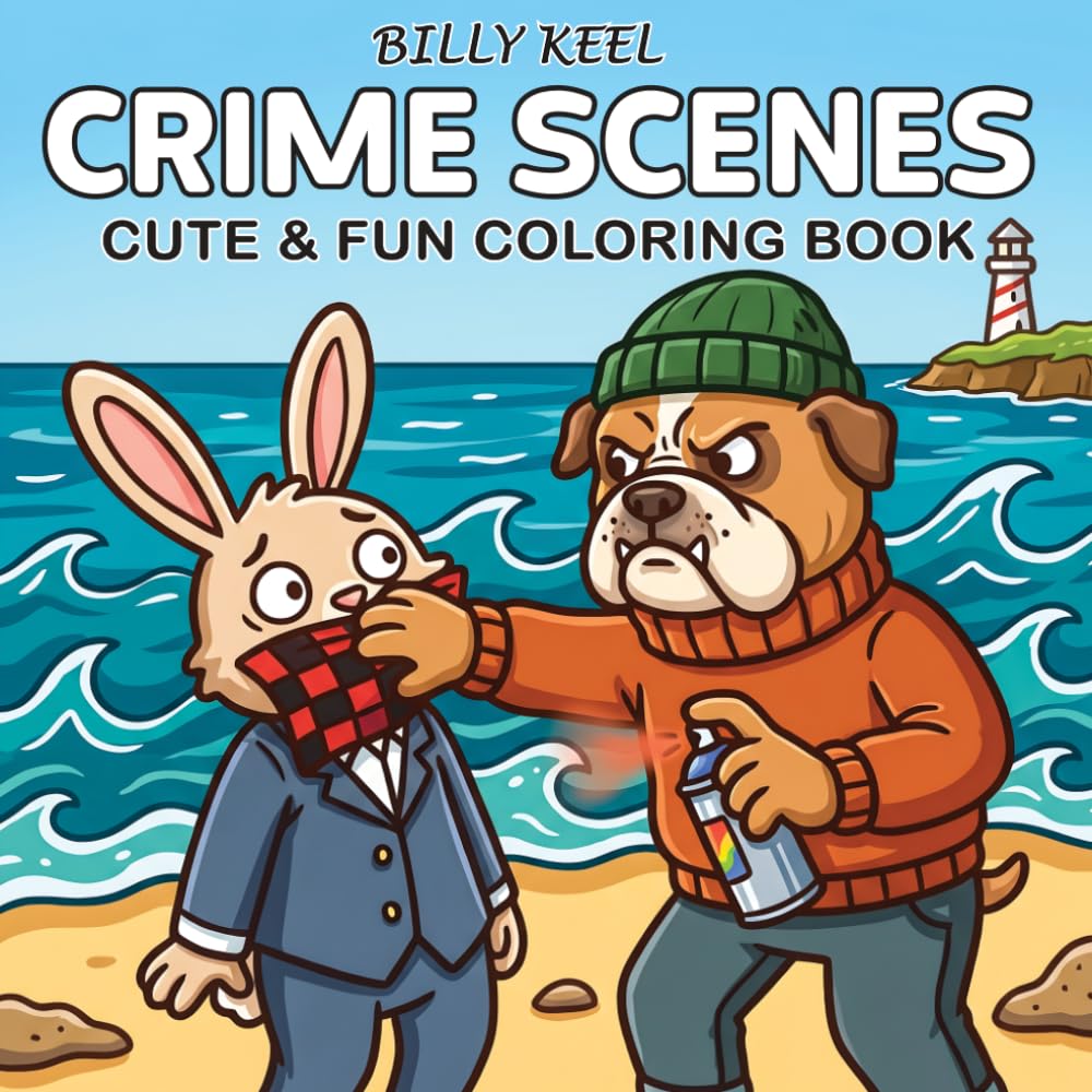 Crime Scenes: Cute and Fun Coloring Book for Adults and Teens, Featuring 45 Coloring Pages with Animal Crime Moments for Enjoyment and Stress Relief