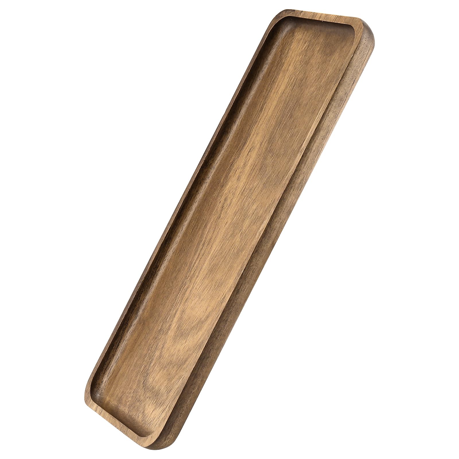 Juego de 3 bandejas de madera rectangulares de madera de acacia, 29 x 10 cm, bandeja decorativa pequeña, bandeja decorativa de madera, bandeja decorativa rectangular